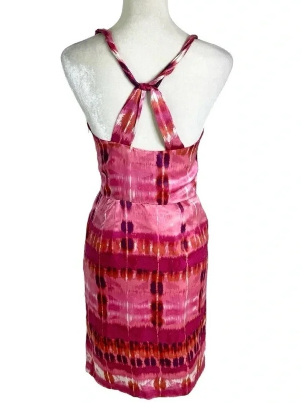 100% Silk Twist Strap Ikat Dress w/Pockets Sz 0 - Picture 2 of 7